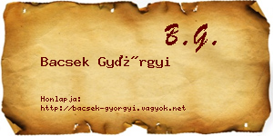 Bacsek Györgyi névjegykártya